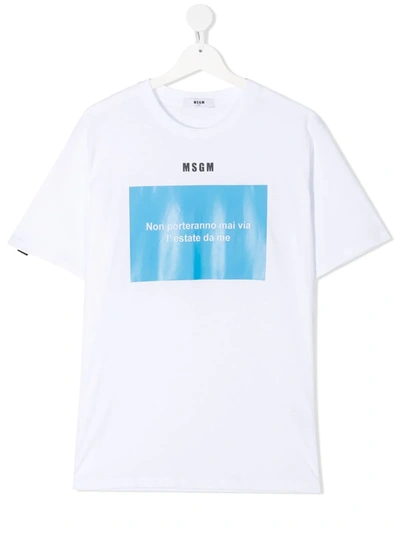 MSGM TEEN SLOGAN PRINT T-SHIRT 