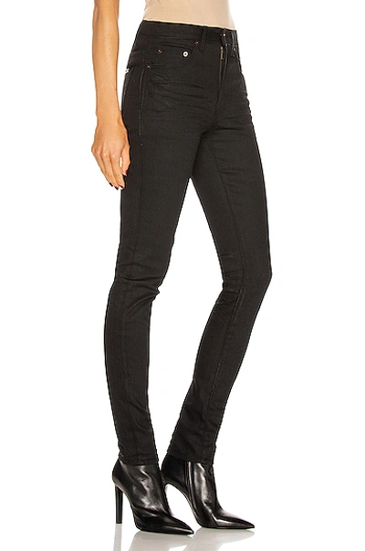 Shop Saint Laurent Medium Waist Skinny Jean In Used Black