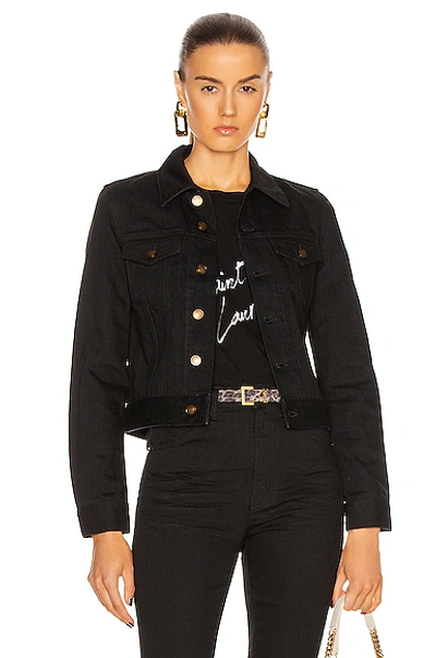 Shop Saint Laurent Denim Jacket In Worn Black