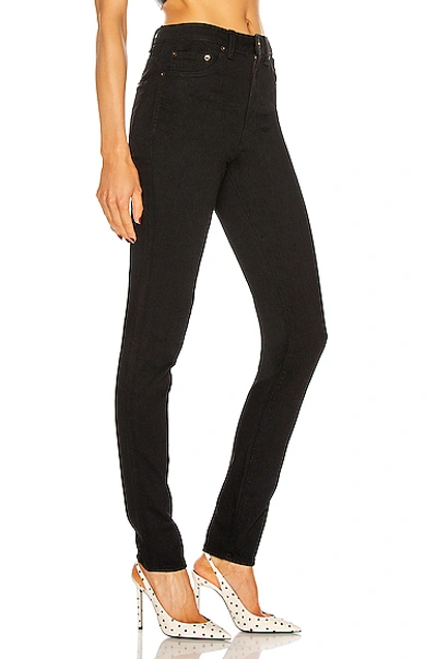 Saint Laurent Wool Straight Tailored Trousers In Worn Black