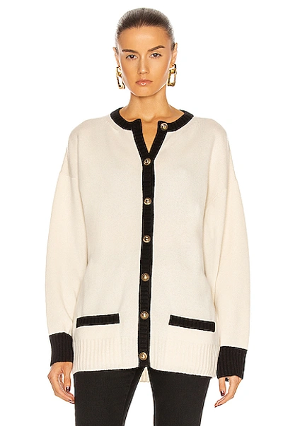 Shop Saint Laurent Lady Cardigan Sweater In Naturel & Noir