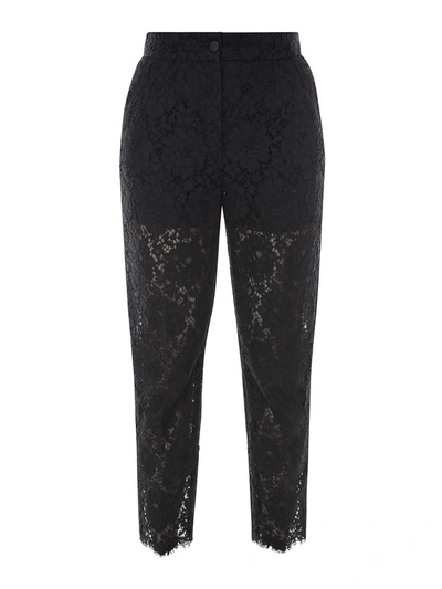 Shop Dolce & Gabbana Lace Trousers In Black