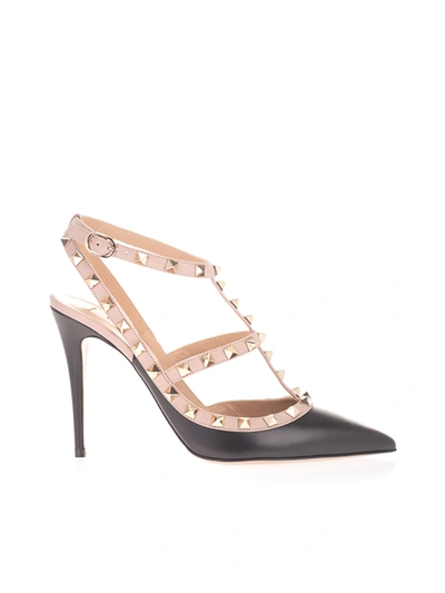 Shop Valentino Rockstud Pumps In Black And Poudre