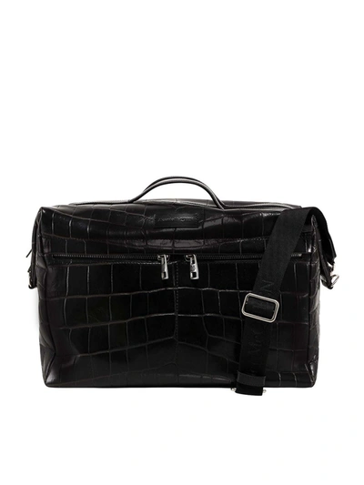 Shop Alexander Mcqueen Croc Print Leather Tote In Black