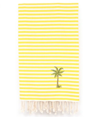 Shop Linum Home Fun In The Sun Breezy Palm Tree Pestemal Beach Towel Bedding In Sunshine Yellow
