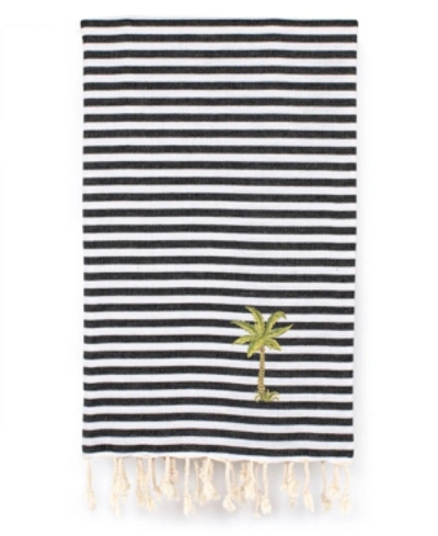 Shop Linum Home Fun In The Sun Breezy Palm Tree Pestemal Beach Towel In Charcoal Black
