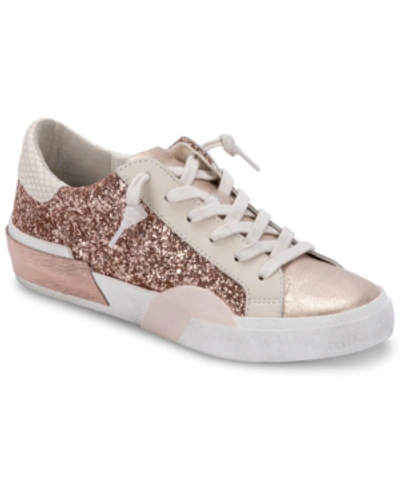 Shop Dolce Vita Zina Lace-up Sneakers Women's Shoes In Rose Gold Glitter