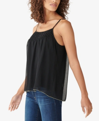 Shop Lucky Brand Smocked Camisole Top In Lucky Black