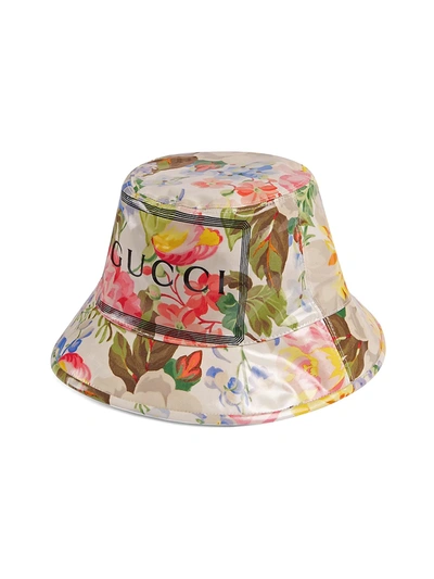 Shop Gucci Men's Montecarlo Frame Floral Bucket Hat In White