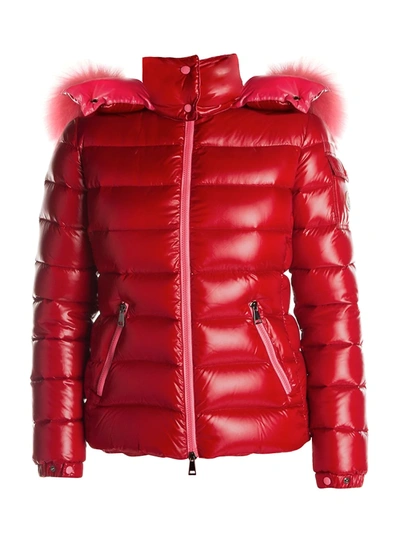 Shop Moncler Women's Bady Fox Fur Trim Puffer Jacket In Dark Red