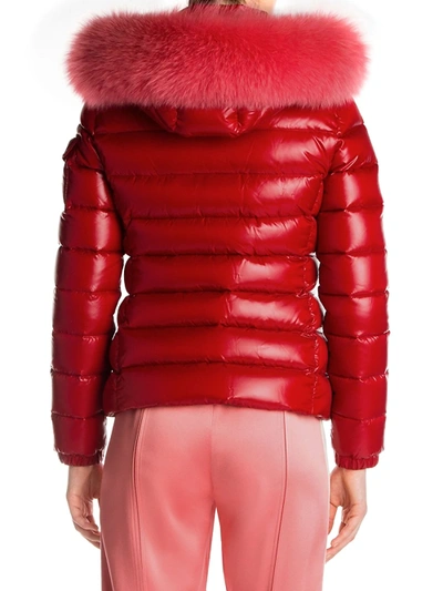 Shop Moncler Women's Bady Fox Fur Trim Puffer Jacket In Dark Red