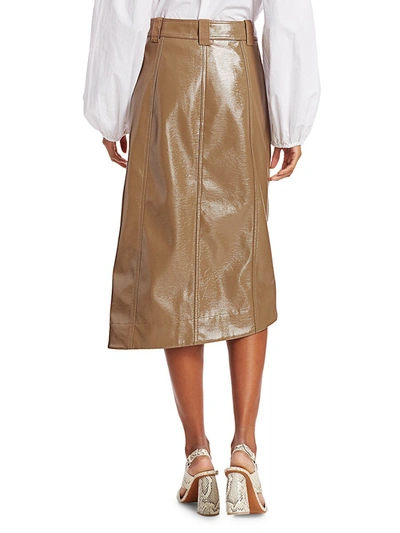 Shop Ganni Women's Asymmetrical Patent Leather Skirt In Ermine