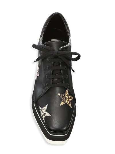 Shop Stella Mccartney Women's Sneak-elyse Python-print Stars Platform Wedge Sneakers In Black