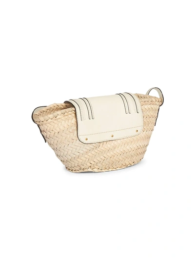 Shop Chloé Women's Small Marcie Leather-trimmed Raffia Tote In Tan