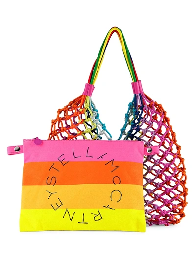 Shop Stella Mccartney Knotted Handbag & Pouch Set In Neutral