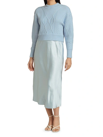 Shop Dh New York Combo Midi Sweater Dress In Ice Blue