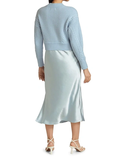 Shop Dh New York Combo Midi Sweater Dress In Ice Blue