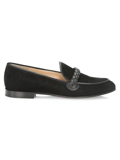 Shop Gianvito Rossi Women's Braided Suede Loafers In Black