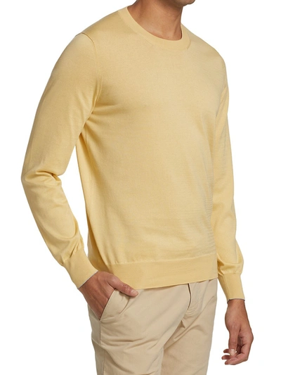 Shop Brunello Cucinelli Men's Crewneck Knit Sweater In Yellow