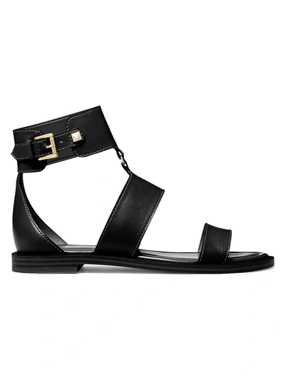 Shop Michael Michael Kors Women's Amos Leather Gladiator Sandals In Black