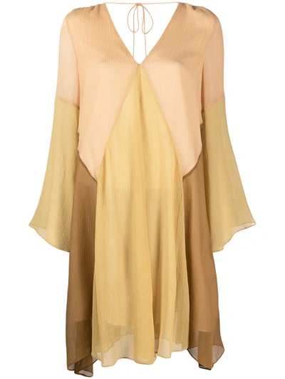 Shop Dorothee Schumacher Summer Heat Colour-block Silk Dress In Orange