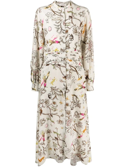 Shop Dorothee Schumacher Tree Of Life Silk Shirt Dress In Neutrals