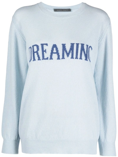 Shop Alberta Ferretti Dreaming Slogan Jumper In Blue