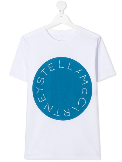 Shop Stella Mccartney Teen Circle Logo-print T-shirt In White