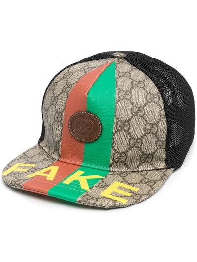 Shop Gucci 'fake/not' Baseball Hat In Black