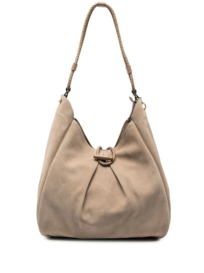 Shop Isabel Marant Toggle-closure Suede Shoulder Bag In Neutrals