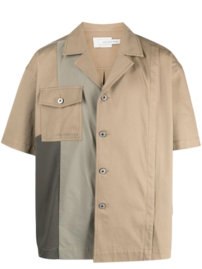 Shop Feng Chen Wang Panelled Short-sleeved Shirt In Neutrals