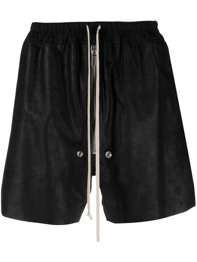 Shop Rick Owens Bela Lambskin Shorts In Black