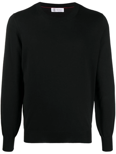 Shop Brunello Cucinelli Fine-knit Cotton Jumper In Black