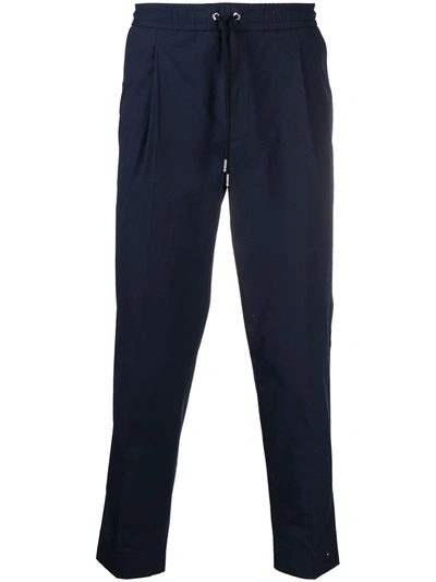 Shop Moncler Cropped Tailored Trousers In Blue