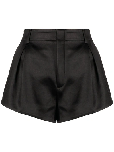 Shop Saint Laurent High-waisted Pleat Detail Shorts In Black