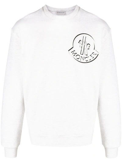Shop Moncler Logo Print Sweatshirt In Neutrals