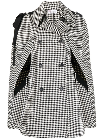 Shop Red Valentino Bow Detail Cape Coat In Black