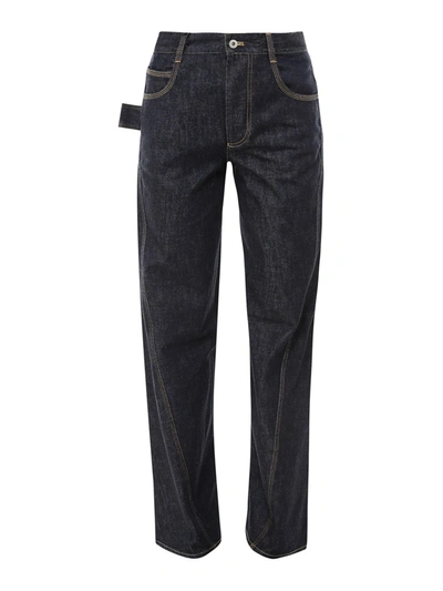 Shop Bottega Veneta Raw Denim Jeans In Blue