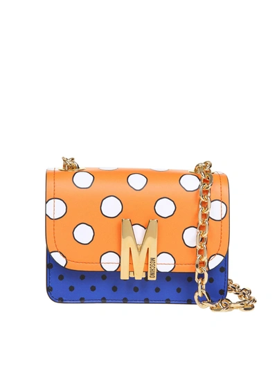 Shop Moschino Polka Dot Bag In Orange And Blue