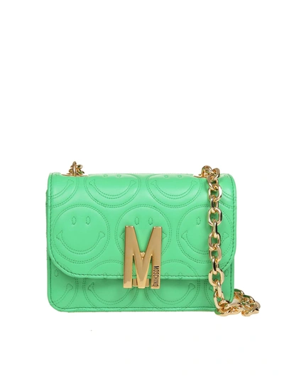 Shop Moschino Smiley Shoulder Bag In Mint Green