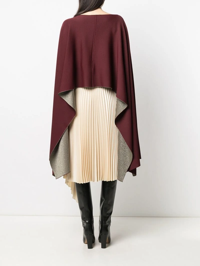 Shop Valentino Draped Cropped Poncho In Red