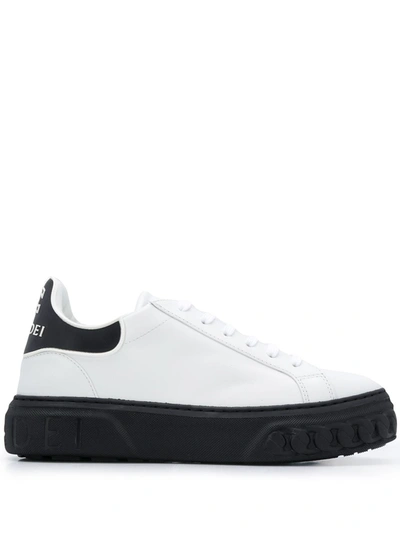 Shop Casadei Leather Sneakers In White