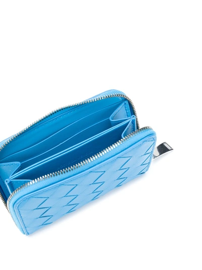 Shop Bottega Veneta Leather Coin Purse In Blue