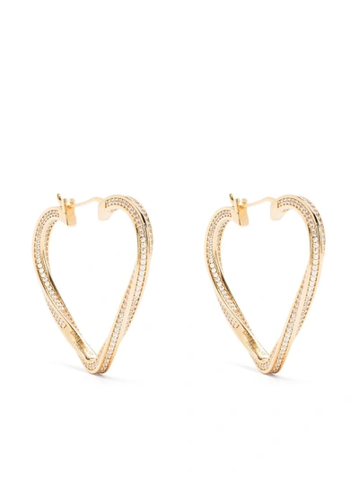 Shop Saint Laurent Heart Earrings In Gold