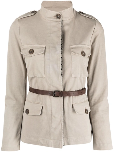 Shop Bazar Deluxe Cotton Safari Jacket In Beige