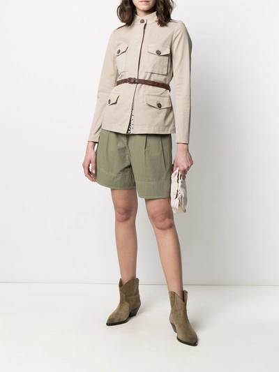 Shop Bazar Deluxe Cotton Safari Jacket In Beige