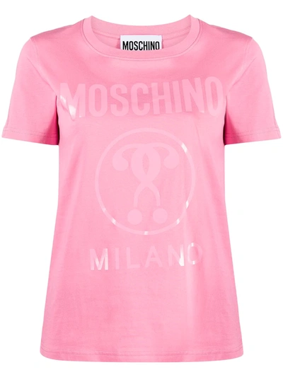 Shop Moschino Tonal Logo Print T-shirt In Pink