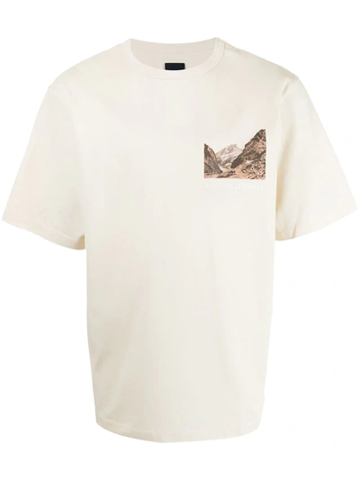 Shop Juunj Mountain-print Cotton T-shirt In Brown