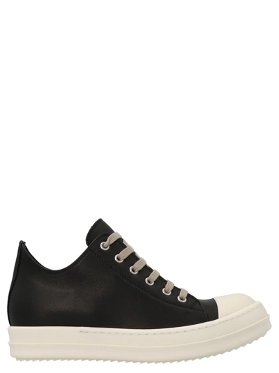 Shop Rick Owens Low Sneak Shoes In Nero Bianco
