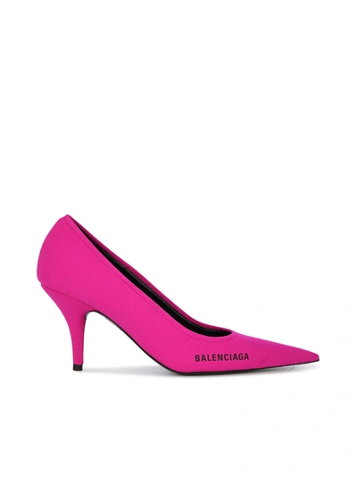 Shop Balenciaga Recicled Knit Logo Pump M80 In Fuxia Black